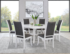 Tampa Furniture Outlet - Coaster - Judd 7-piece 54-inch Round Wood Dining Table Set Pearl White - 109330-S7