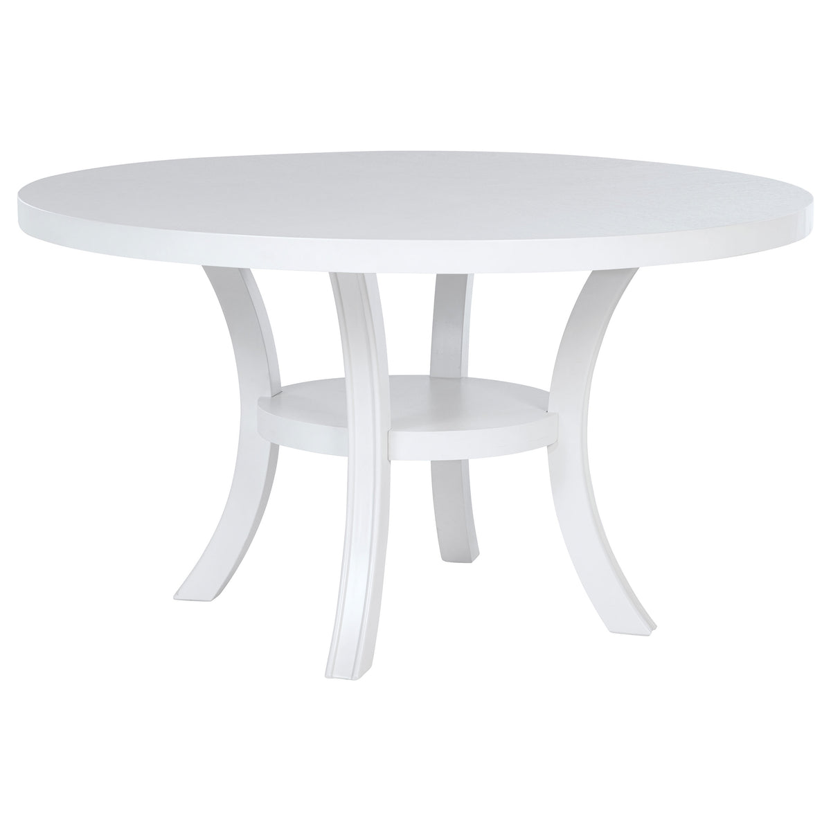 Tampa Furniture Outlet - Coaster - Judd 54-inch Round Dining Wood Table with Shelf Pearl White - 109330