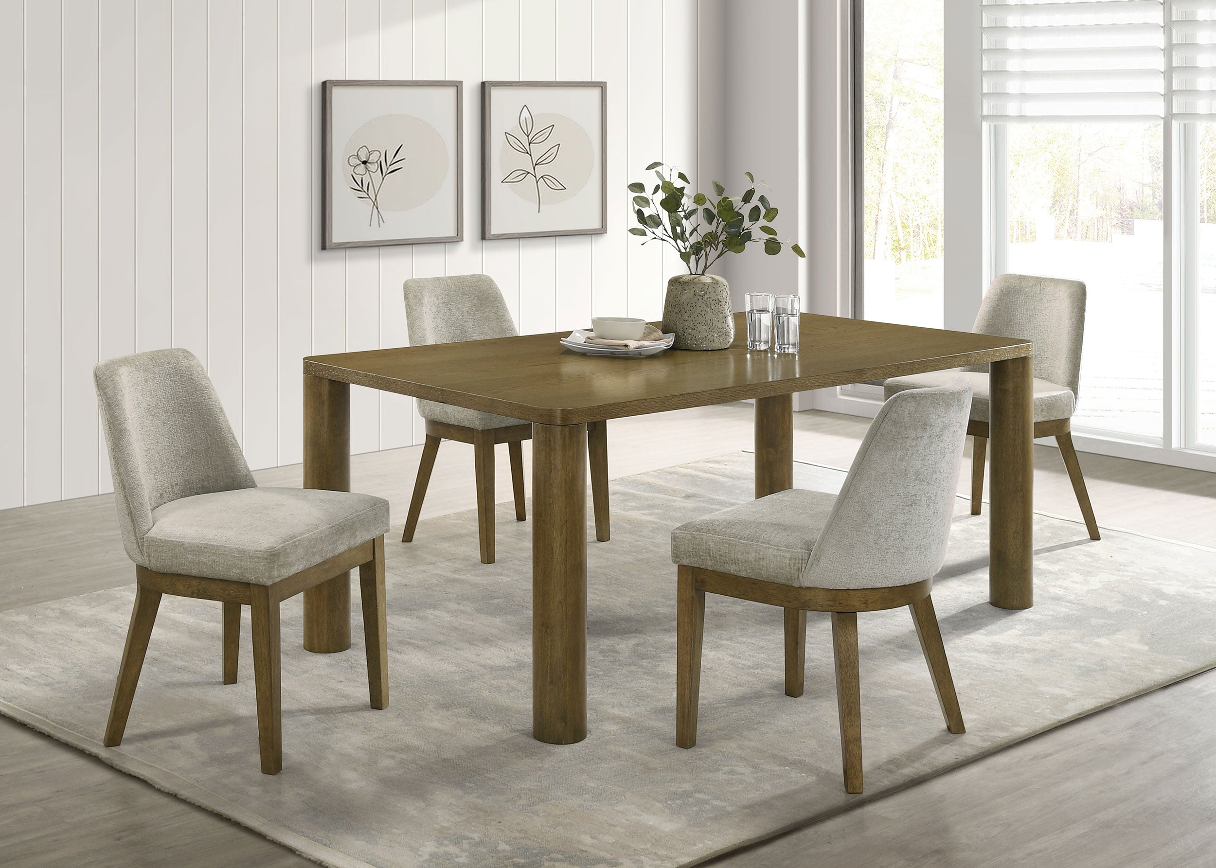 Tampa Furniture Outlet - Coaster - Castlewood 5-piece 71-inch Rectangular Dining Set Brown Oak - 109351-S5