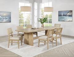 Tampa Furniture Outlet - Coaster - Kailani 7-piece Rectangular Wood Dining Table Set Beige Oak - 109381-S7