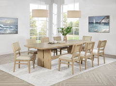 Tampa Furniture Outlet - Coaster - Kailani 9-piece Rectangular Wood Dining Table Set Beige Oak - 109381-S9