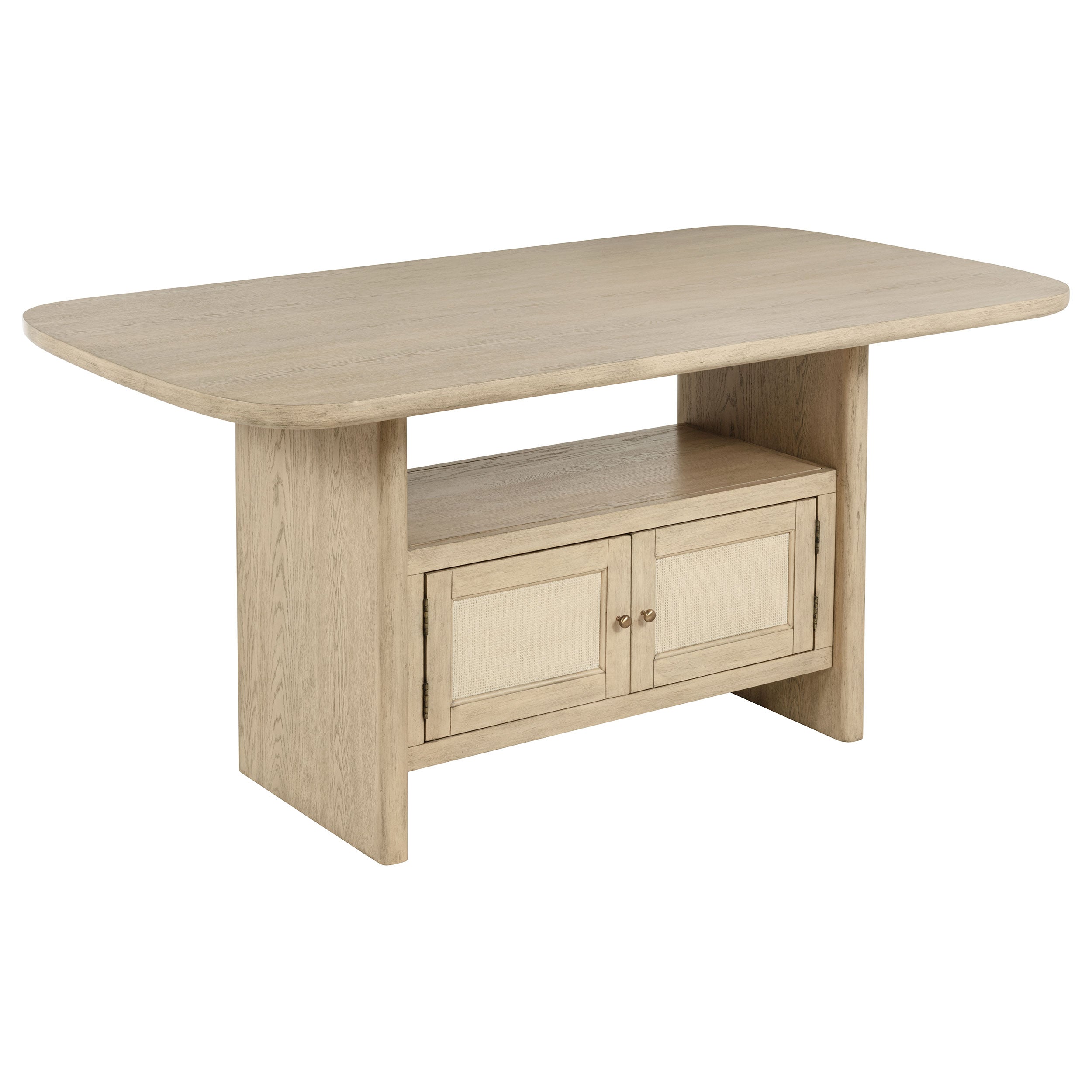 Tampa Furniture Outlet - Coaster - Kailani Cane Counter Height Storage Dining Table Beige Oak - 109388