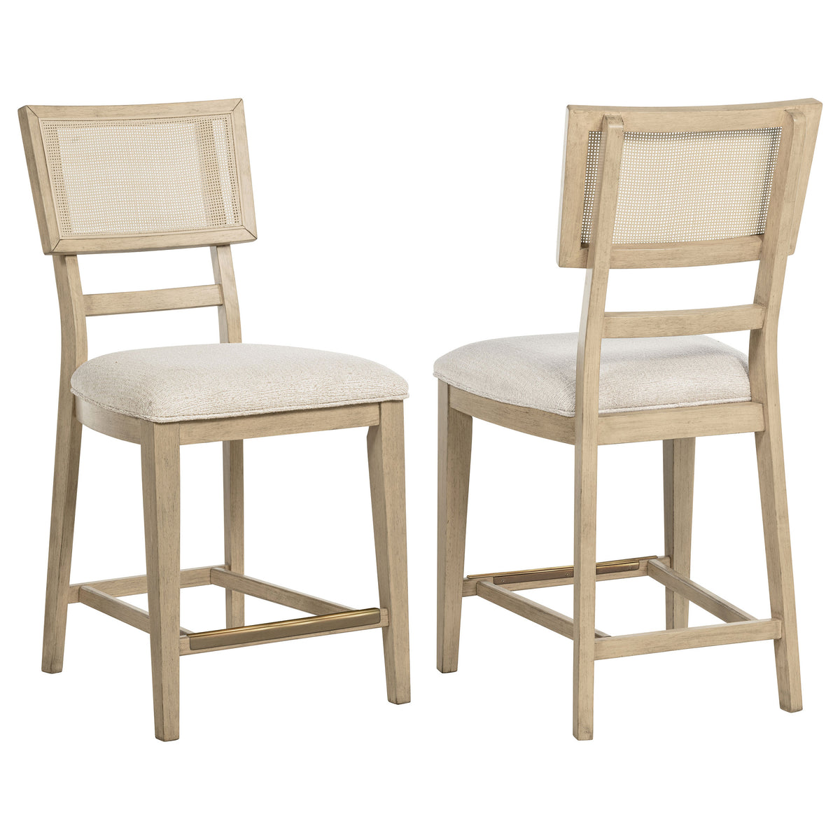 Tampa Furniture Outlet - Coaster - Kailani Rattan Cane Counter Side Chair Beige Oak (Set of 2) - 109389