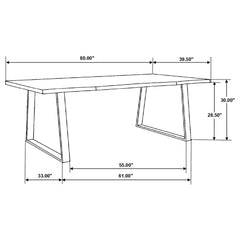 Tampa Furniture Outlet - Coaster - Ditman 80-inch Live Edge Dining Table Grey Sheesham - 110181