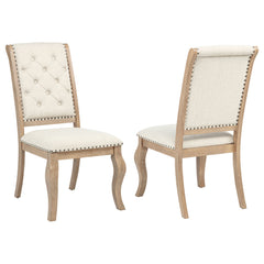 Tampa Furniture Outlet - Coaster - Brockway Upholstered Dining Chair Barley Brown (Set of 2) - 110292