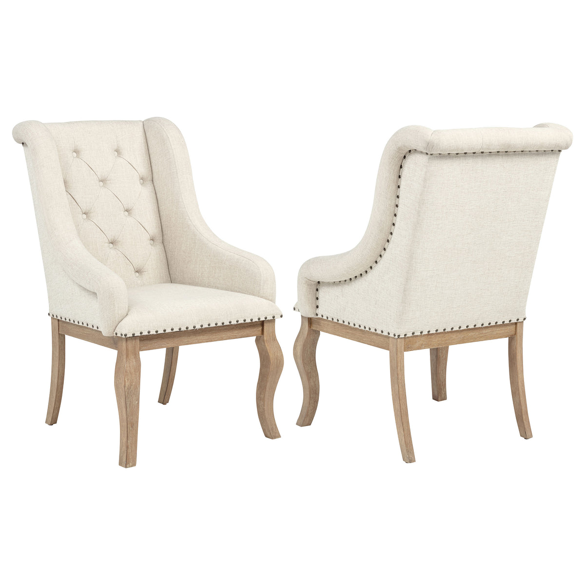 Tampa Furniture Outlet - Coaster - Brockway Upholstered Arm Chair Barley Brown (Set of 2) - 110293