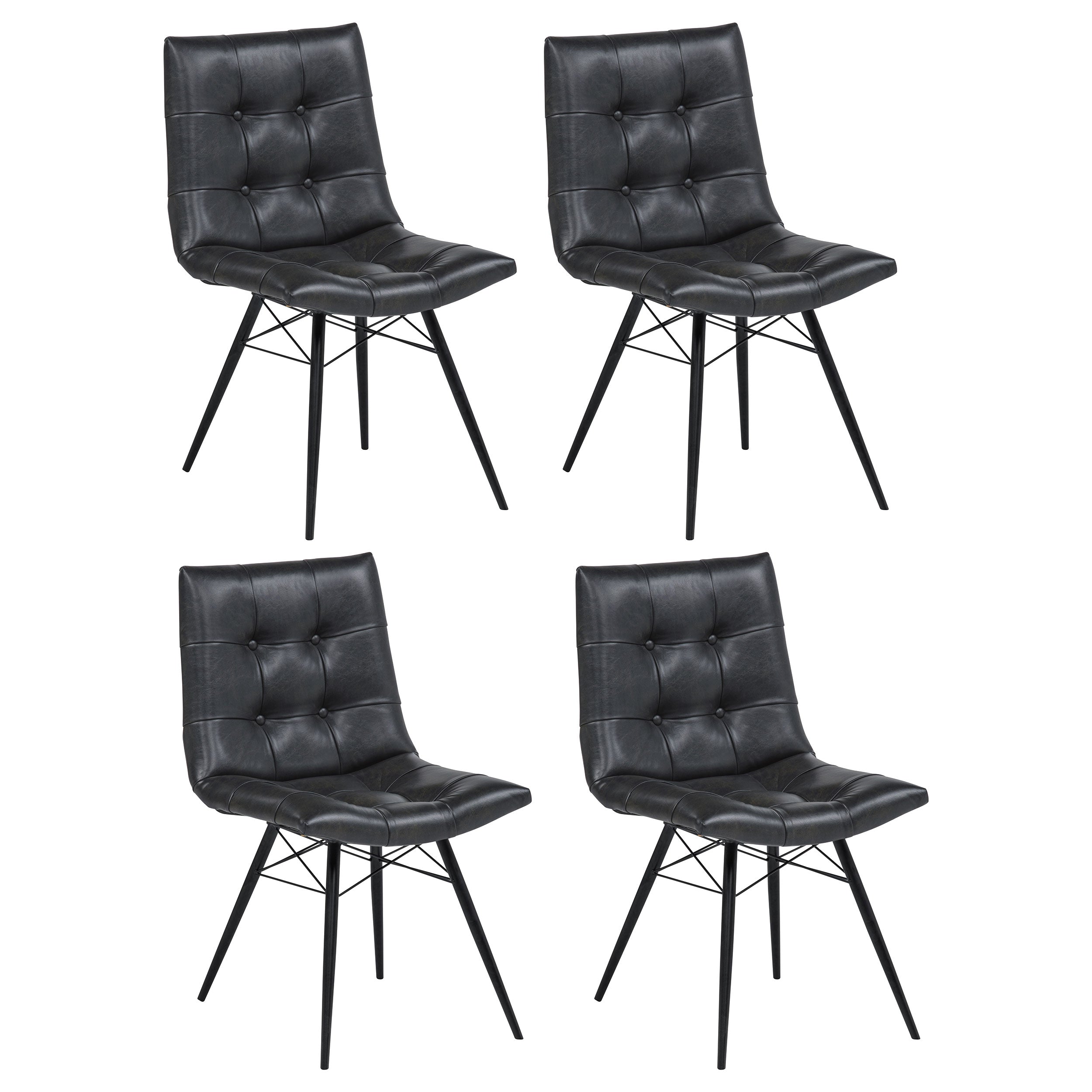 Tampa Furniture Outlet - Coaster - Aiken Faux Leather Upholstered Dining Side Chair Charcoal Grey (Set of 4) - 110302