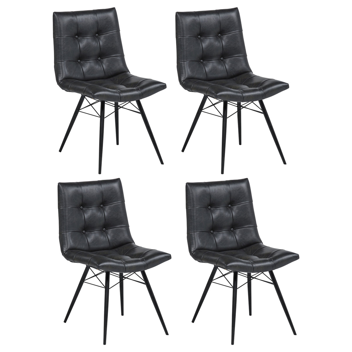 Tampa Furniture Outlet - Coaster - Aiken Faux Leather Upholstered Dining Side Chair Charcoal Grey (Set of 4) - 110302
