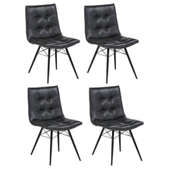 Tampa Furniture Outlet - Coaster - Aiken Faux Leather Upholstered Dining Side Chair Charcoal Grey (Set of 4) - 110302