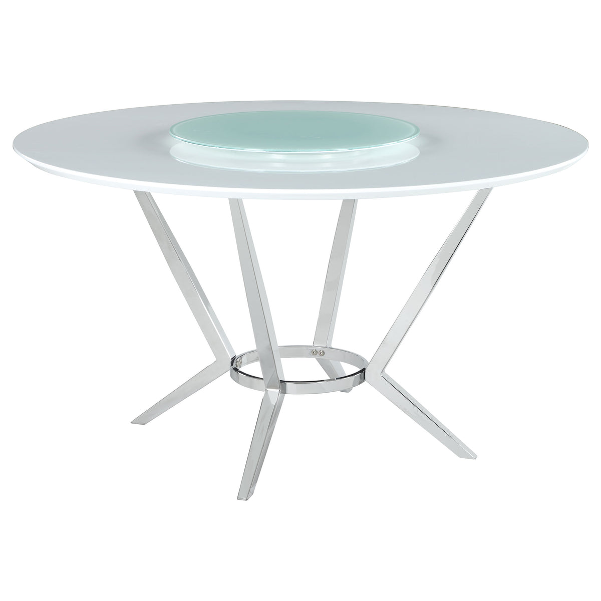 Tampa Furniture Outlet - Coaster - Abby Round 54-inch Lazy Susan Dining Table White High Gloss - 110321