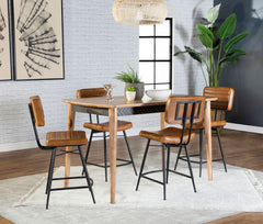 Tampa Furniture Outlet - Coaster - Partridge 5-piece Counter Dining Set Sheesham and Camel - 110578-S5C