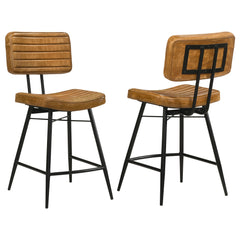 Tampa Furniture Outlet - Coaster - Partridge Leather Counter Chair Antique Camel (Set of 2) - 110649