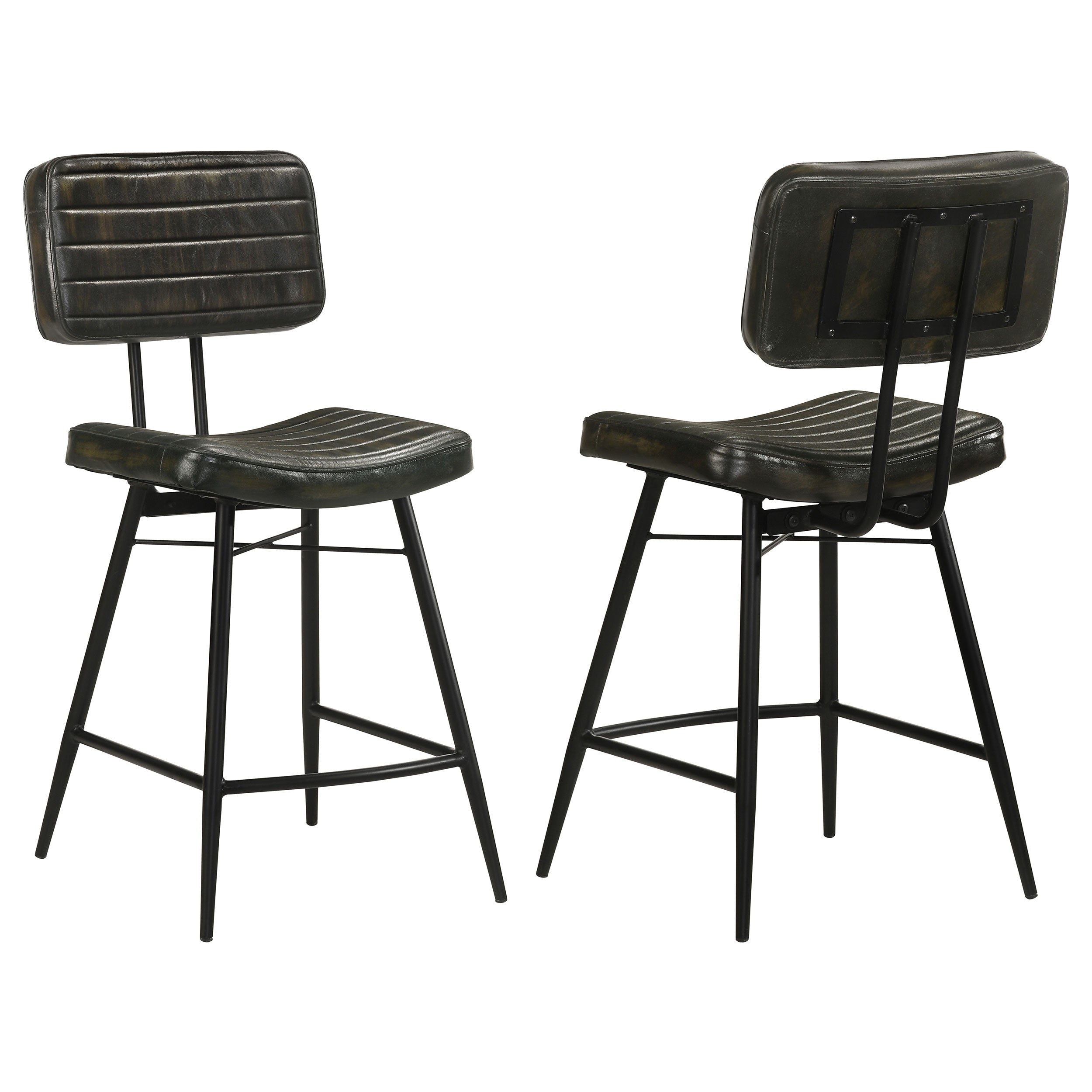 Tampa Furniture Outlet - Coaster - Partridge Leather Counter Chair Antique Espresso (Set of 2) - 110659