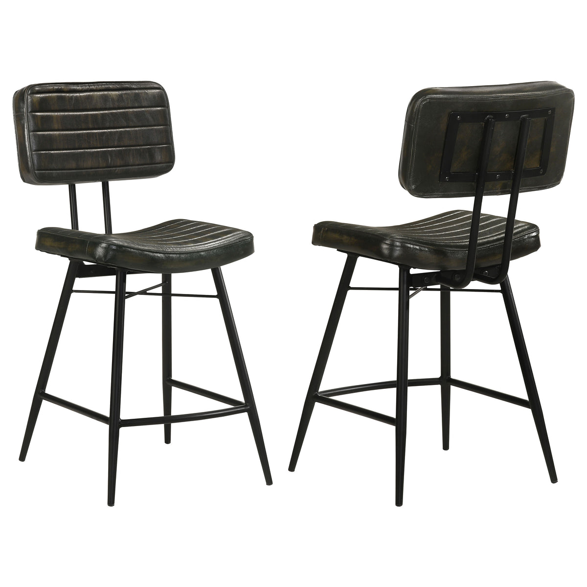 Tampa Furniture Outlet - Coaster - Partridge Leather Counter Chair Antique Espresso (Set of 2) - 110659