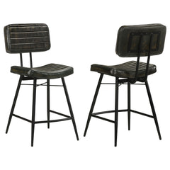 Tampa Furniture Outlet - Coaster - Partridge Leather Counter Chair Antique Espresso (Set of 2) - 110659