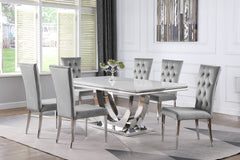 Tampa Furniture Outlet - Coaster - Kerwin 7-piece Rectangular Dining Table Set Grey and Chrome - 111101-S7G