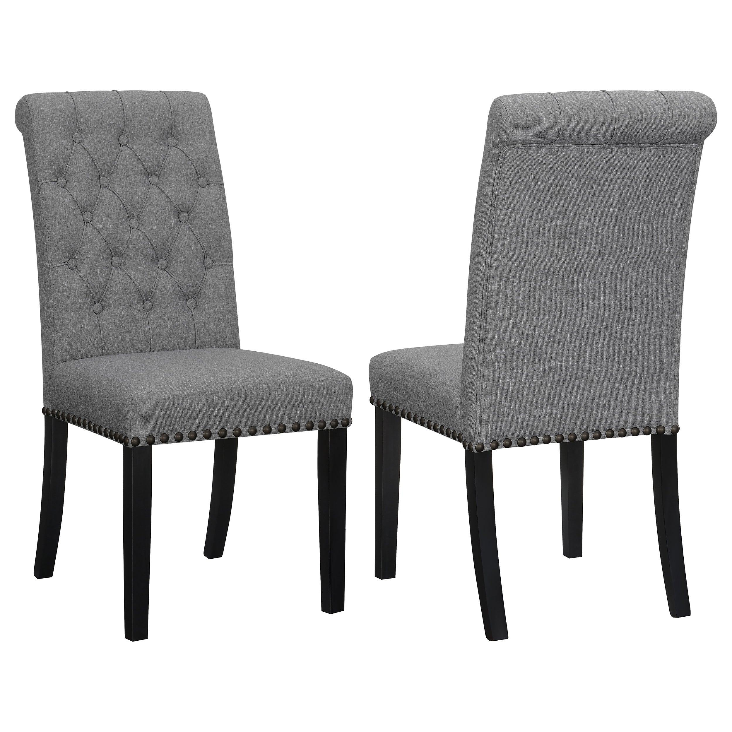 Tampa Furniture Outlet - Coaster - Alana Fabric Upholstered Dining Side Chair Grey (Set of 2) - 115162