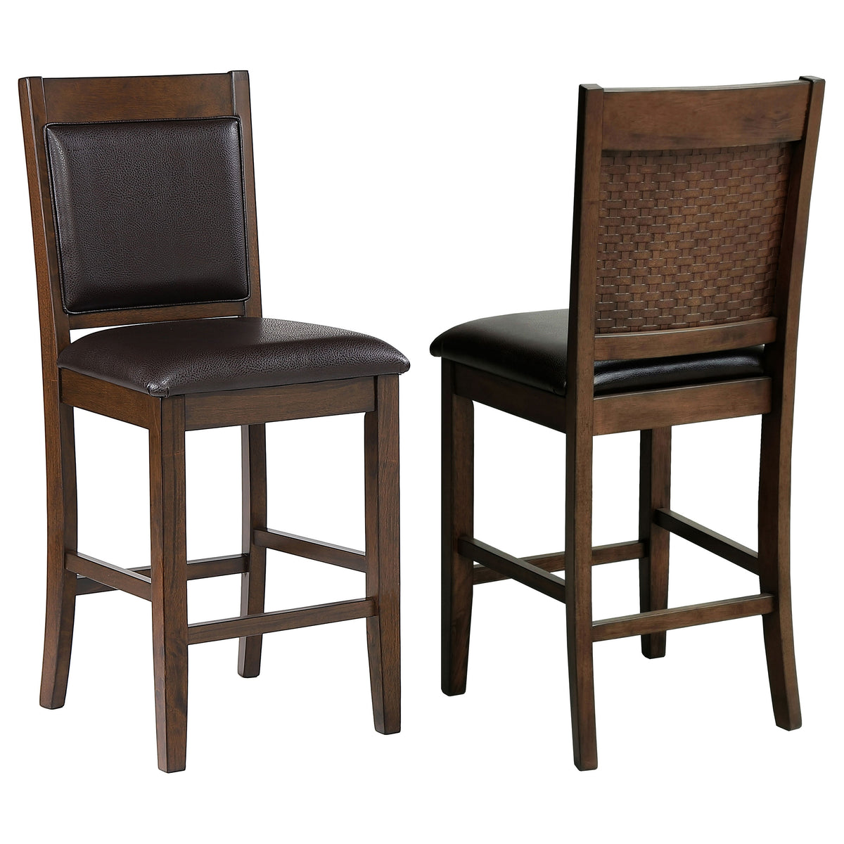 Tampa Furniture Outlet - Coaster - Dewey Upholstered Counter Chair Walnut (Set of 2) - 115209