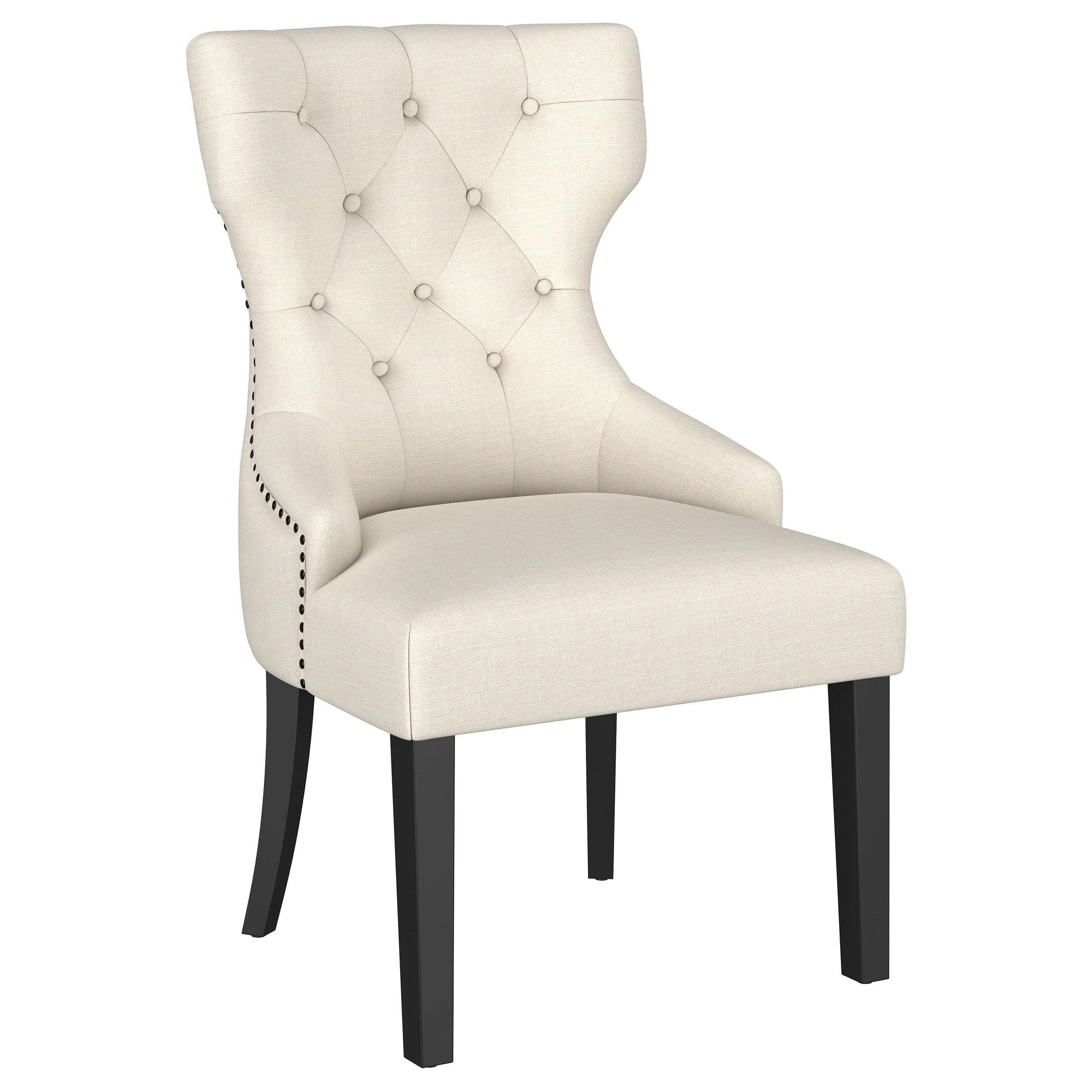 Tampa Furniture Outlet - Coaster - Baney Fabric Upholstered Dining Side Chair Cream and Black - 115572
