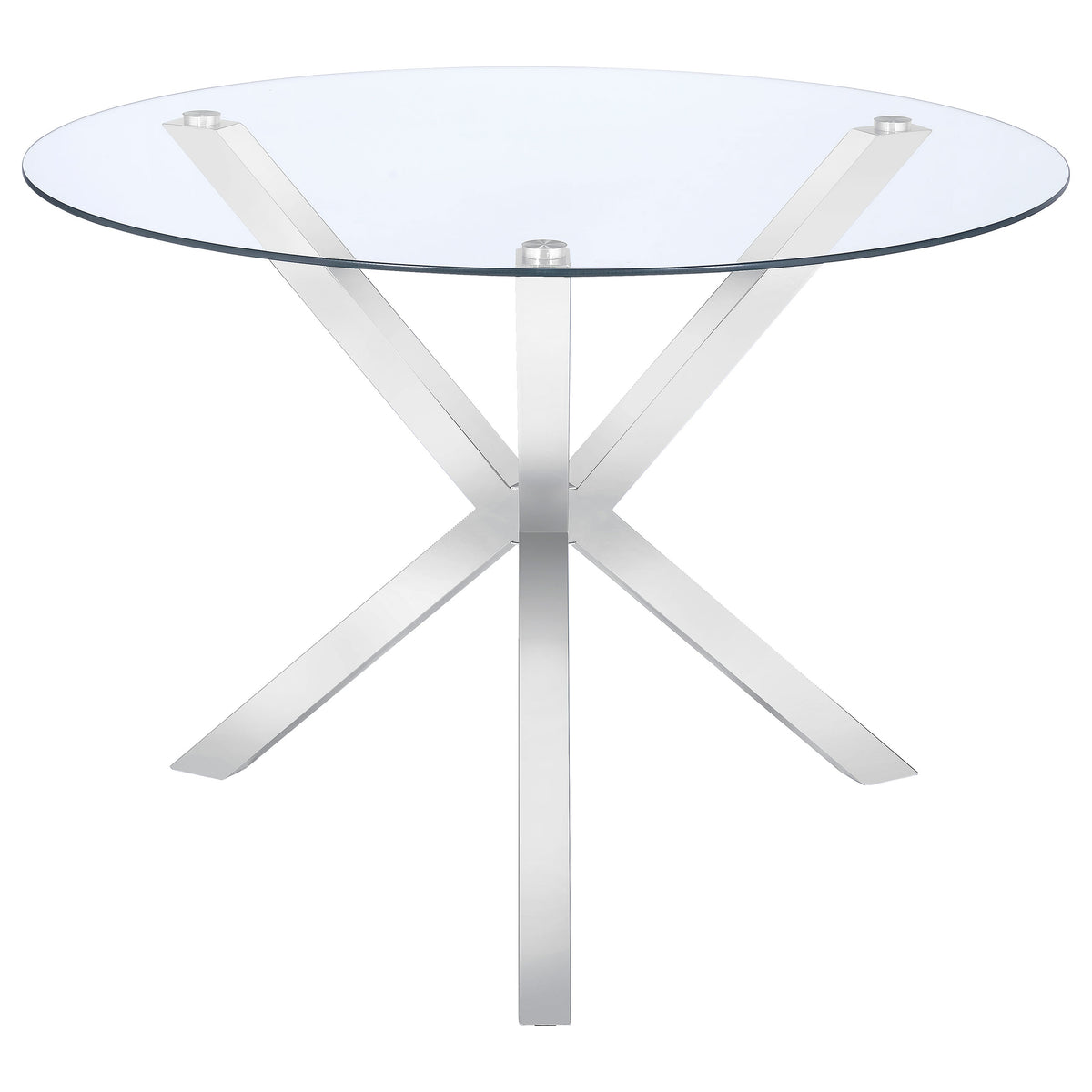 Tampa Furniture Outlet - Coaster - Vance Round 41-inch Glass Top Asterisk Dining Table Chrome - 120760