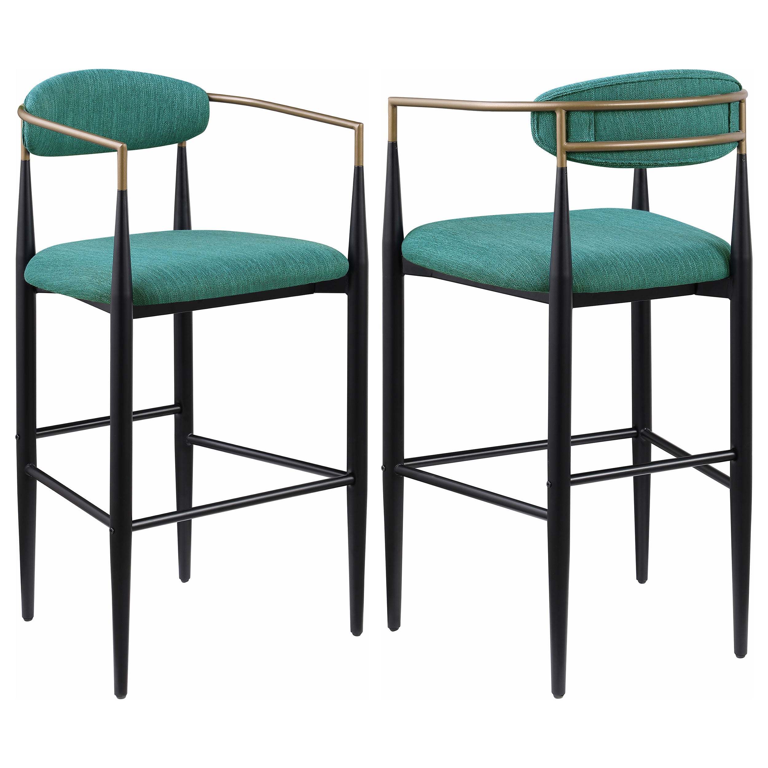 Tampa Furniture Outlet - Coaster - Tina Fabric Upholstered Bar Chair Green (Set of 2) - 121188