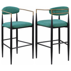 Tampa Furniture Outlet - Coaster - Tina Fabric Upholstered Bar Chair Green (Set of 2) - 121188