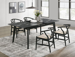 Tampa Furniture Outlet - Coaster - Crestmont 5-piece Extension Leaf Dining Table Set Black - 121251-S5