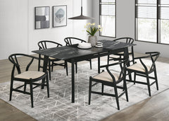 Tampa Furniture Outlet - Coaster - Crestmont 7-piece Extension Leaf Dining Table Set Black - 121251-S7
