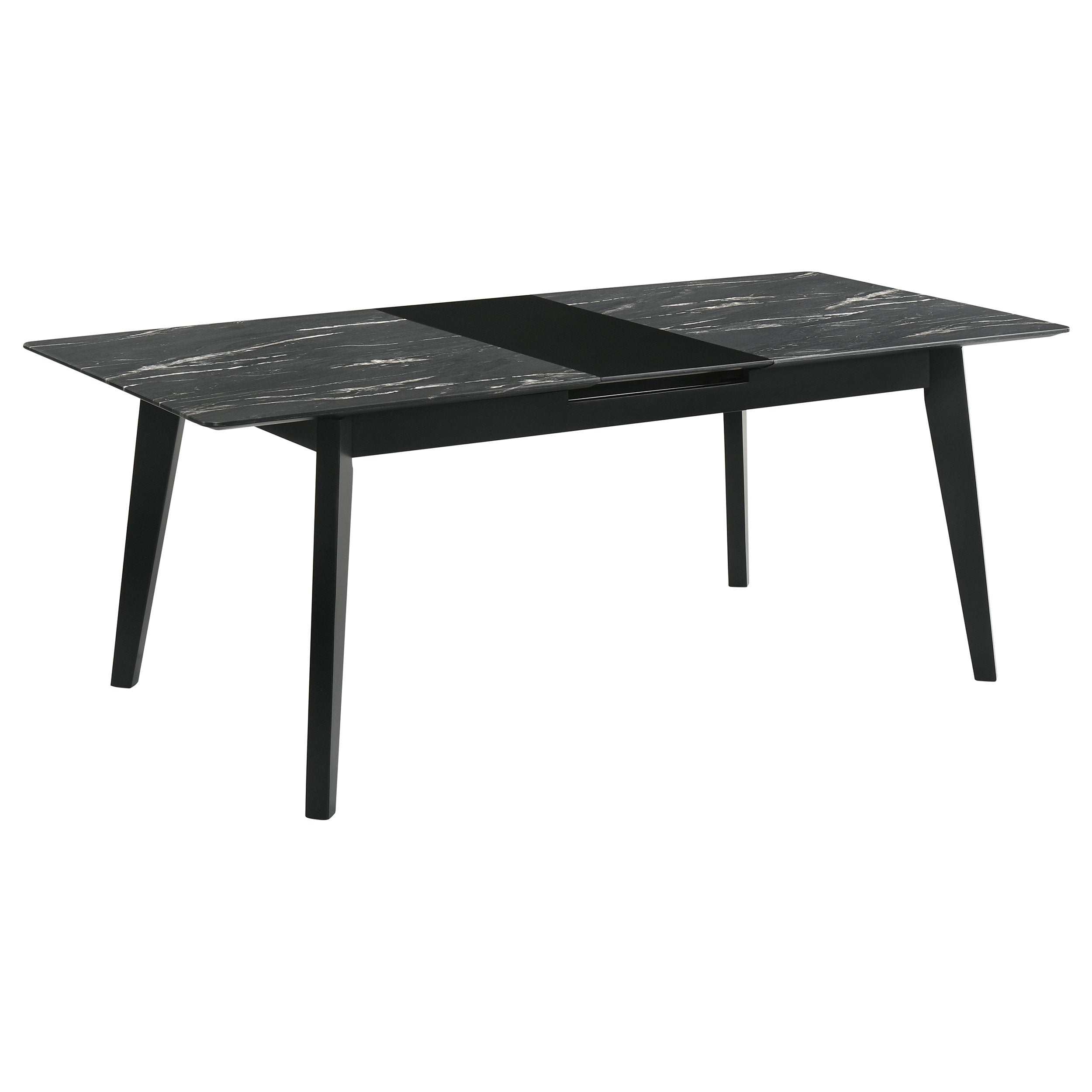 Tampa Furniture Outlet - Coaster - Crestmont 78-inch Extension Dining Table Black Faux Marble - 121251