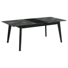 Tampa Furniture Outlet - Coaster - Crestmont 78-inch Extension Dining Table Black Faux Marble - 121251