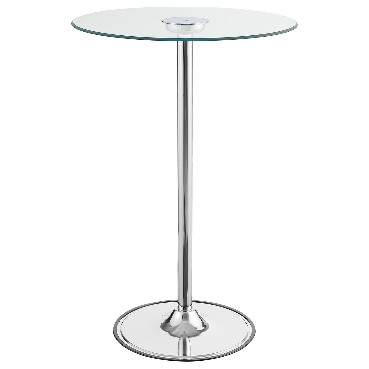 Tampa Furniture Outlet - Coaster - Thea Round 28-inch Glass Top LED Bistro Bar Table Chrome - 122400