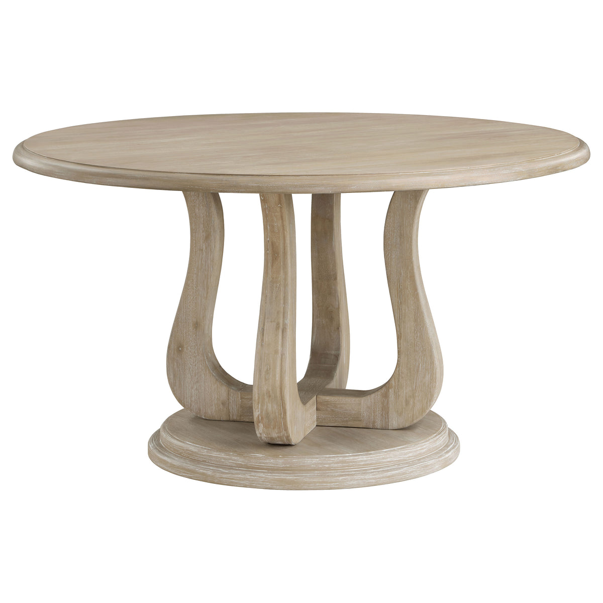 Tampa Furniture Outlet - Coaster - Trofello Round 60-inch Pedestal Dining Table White Washed - 123120