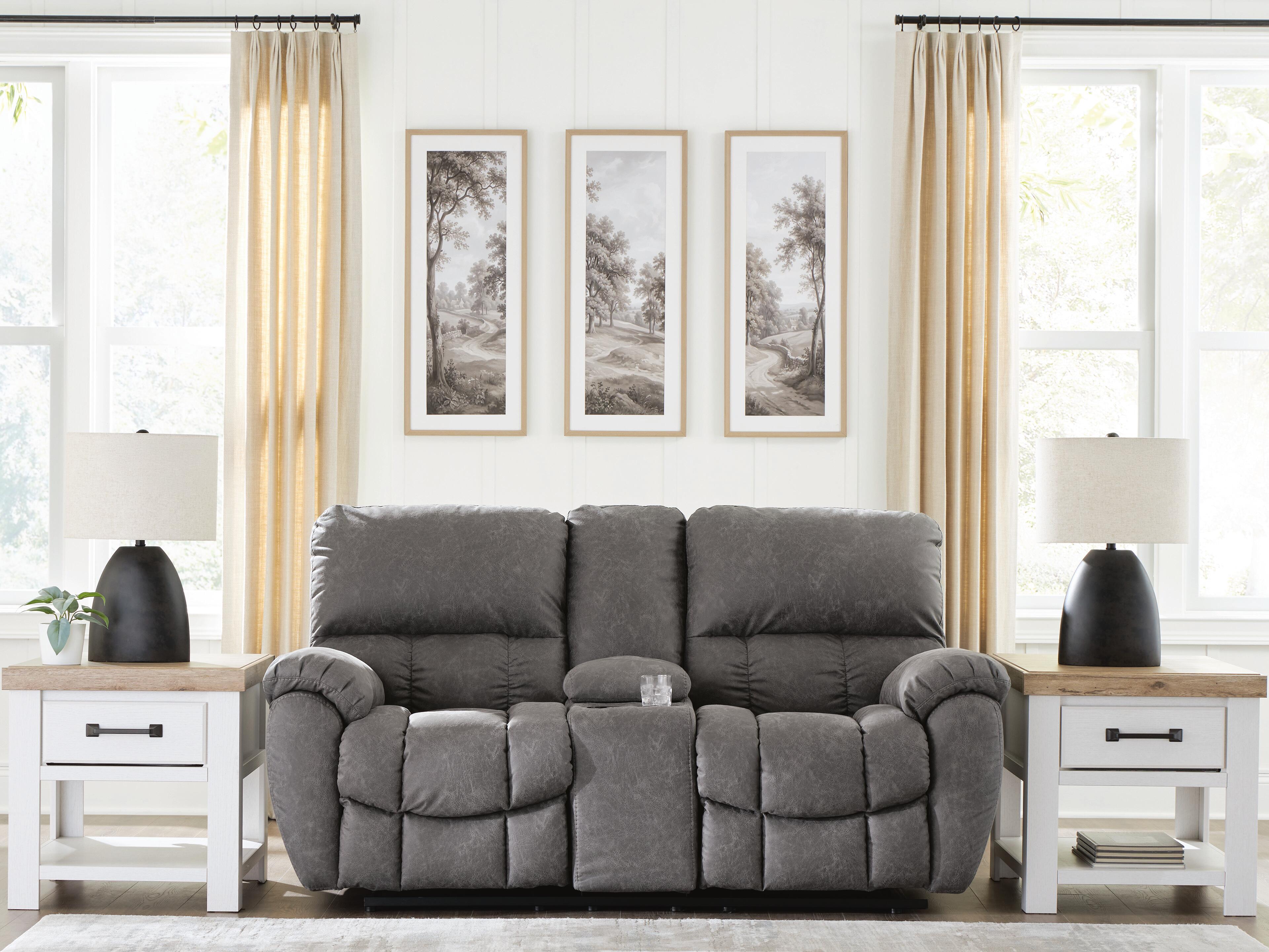 Tampa Furniture Outlet Lutz - Ashley Furniture - Bakerstein Living Room - PWR REC Loveseat/CON/ADJ HDRST - PC1250318