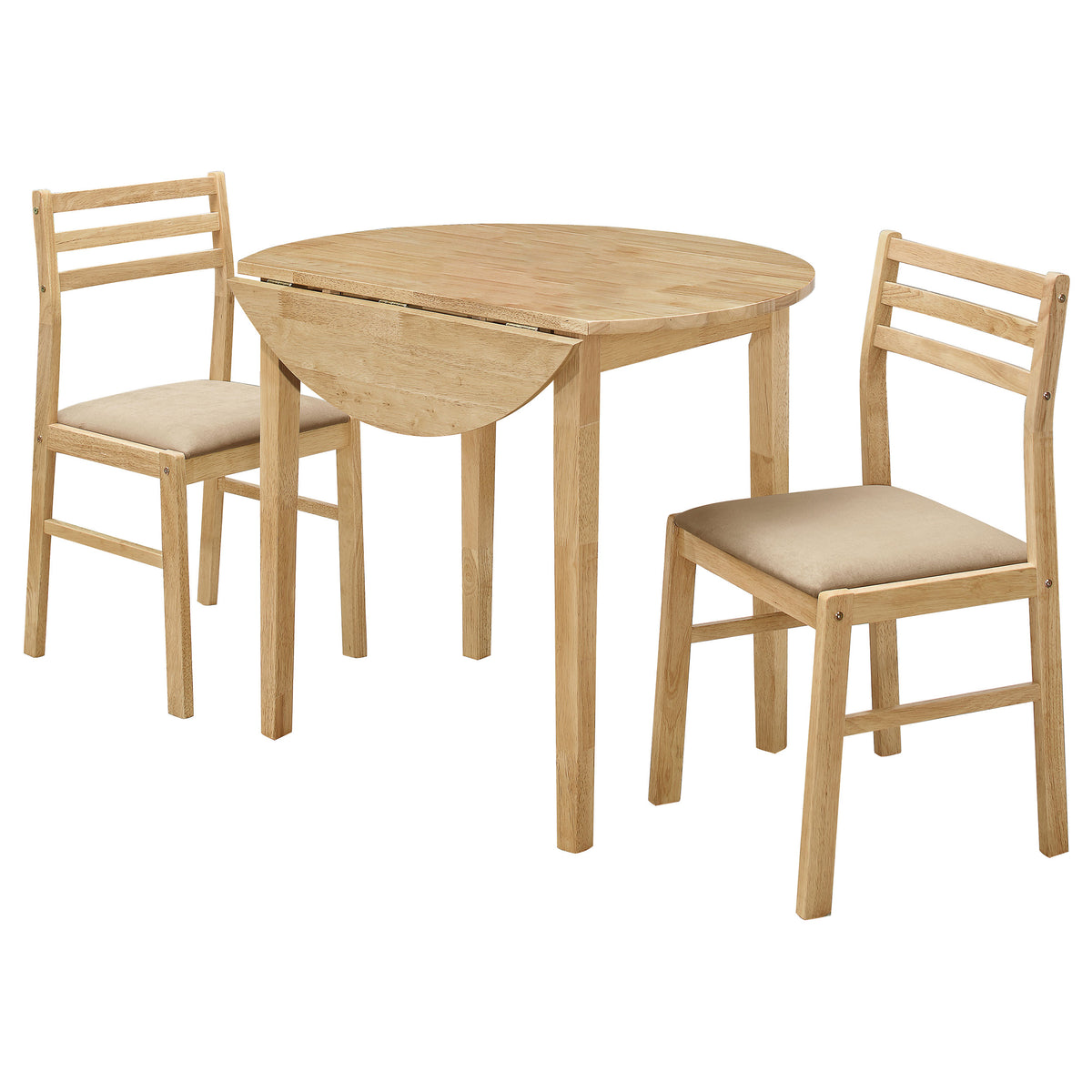Tampa Furniture Outlet - Coaster - Bucknell 3-piece Round Drop Leaf Dining Table Set Natural - 130006