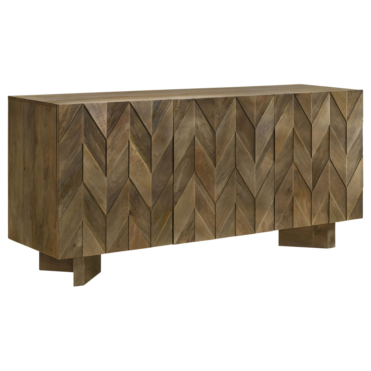 Tampa Furniture Outlet - Coaster - Tyler 3-door Solid Wood Sideboard Buffet Cabinet Mango Brown - 130515