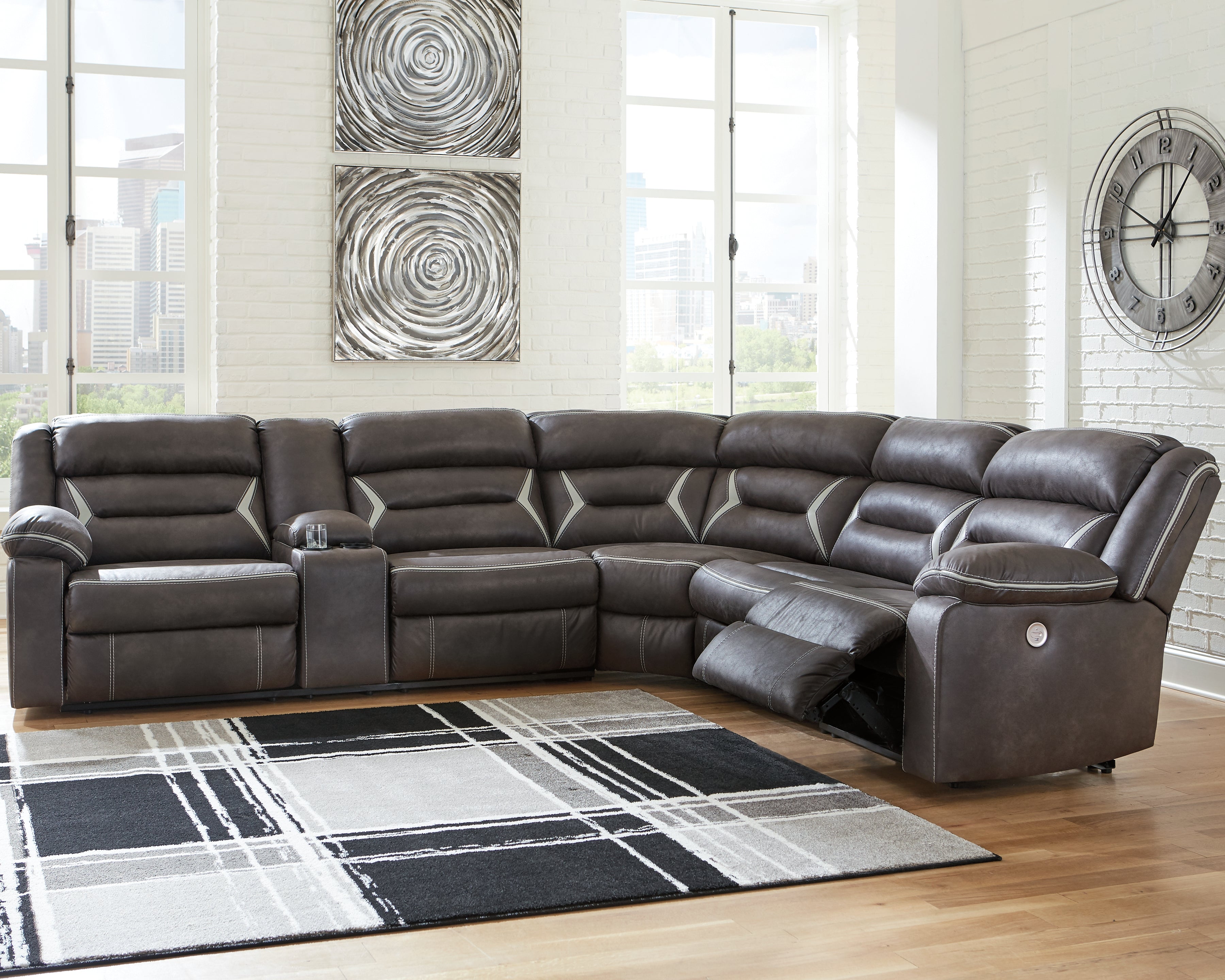 Tampa Furniture Outlet Lutz - Ashley Furniture - Kincord Sectional - 4-Piece Power Reclining Sectional / Midnight - 13104S4