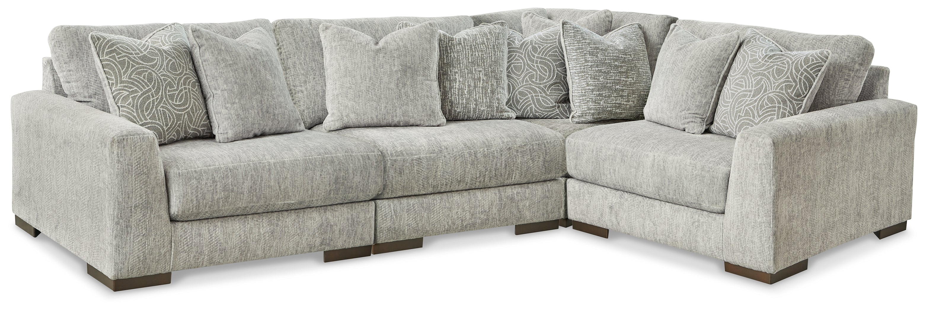 Tampa Furniture Outlet Lutz - Ashley Furniture - Regent Park Sectional - RAF 4-Piece Sectional / Pewter - 14404S2