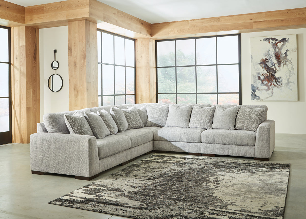 Tampa Furniture Outlet Lutz - Ashley Furniture - Regent Park Sectional - RAF 5-Piece Sectional / Pewter - 14404S3