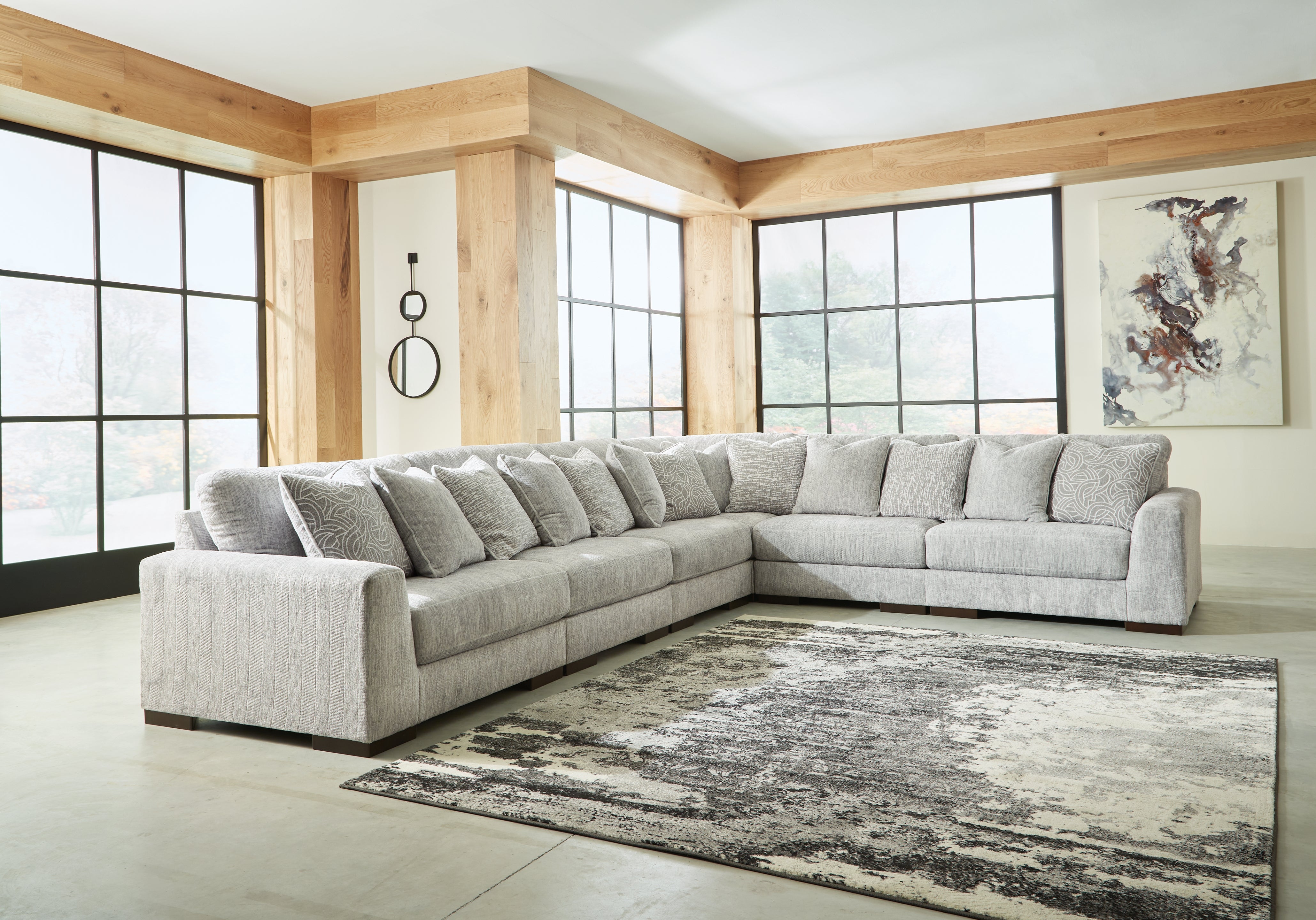 Tampa Furniture Outlet Lutz - Ashley Furniture - Regent Park Sectional - RAF 6-Piece Sectional / Pewter - 14404S7