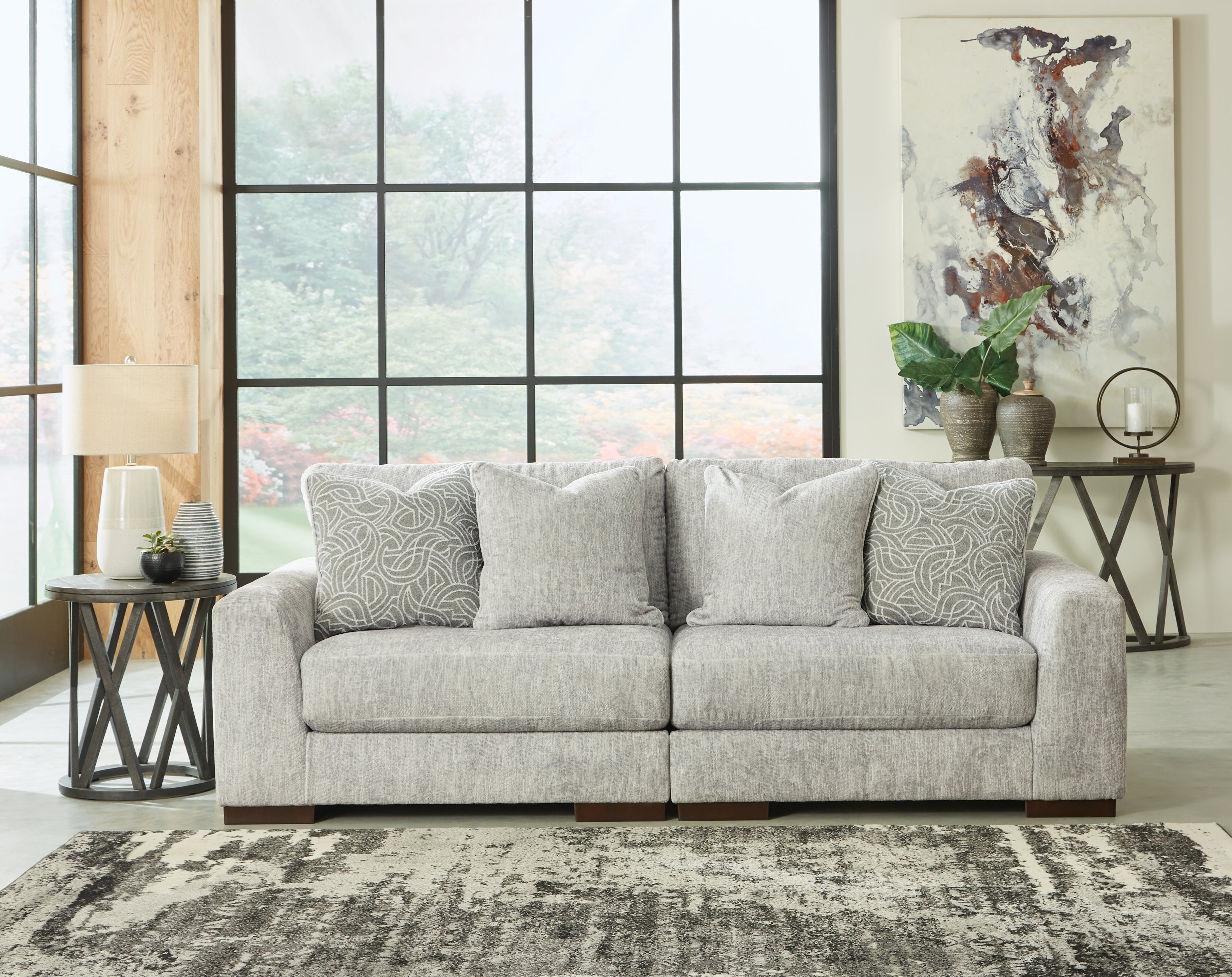 Tampa Furniture Outlet Lutz - Ashley Furniture - Regent Park Sectional - RAF 2-Piece Sectional Loveseat / Pewter - 14404S4