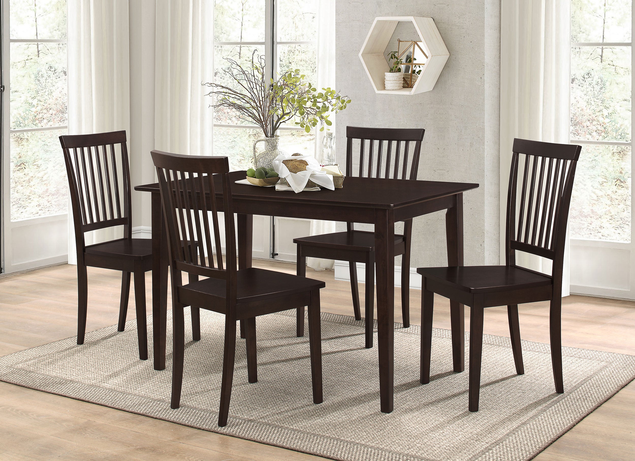 Tampa Furniture Outlet - Coaster - Gomez 5-piece Rectangular Dining Table Set Cappuccino - 150152