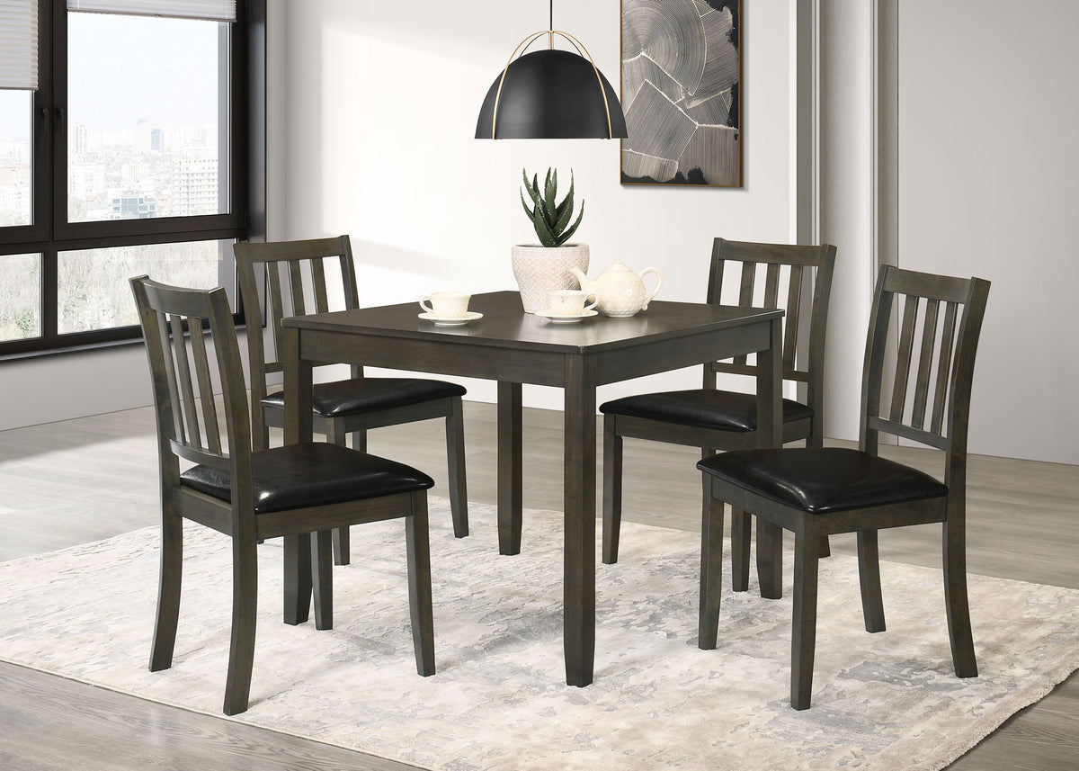 Tampa Furniture Outlet - Coaster - Parkwood 5-piece Square Dining Table Set Charcoal - 150410