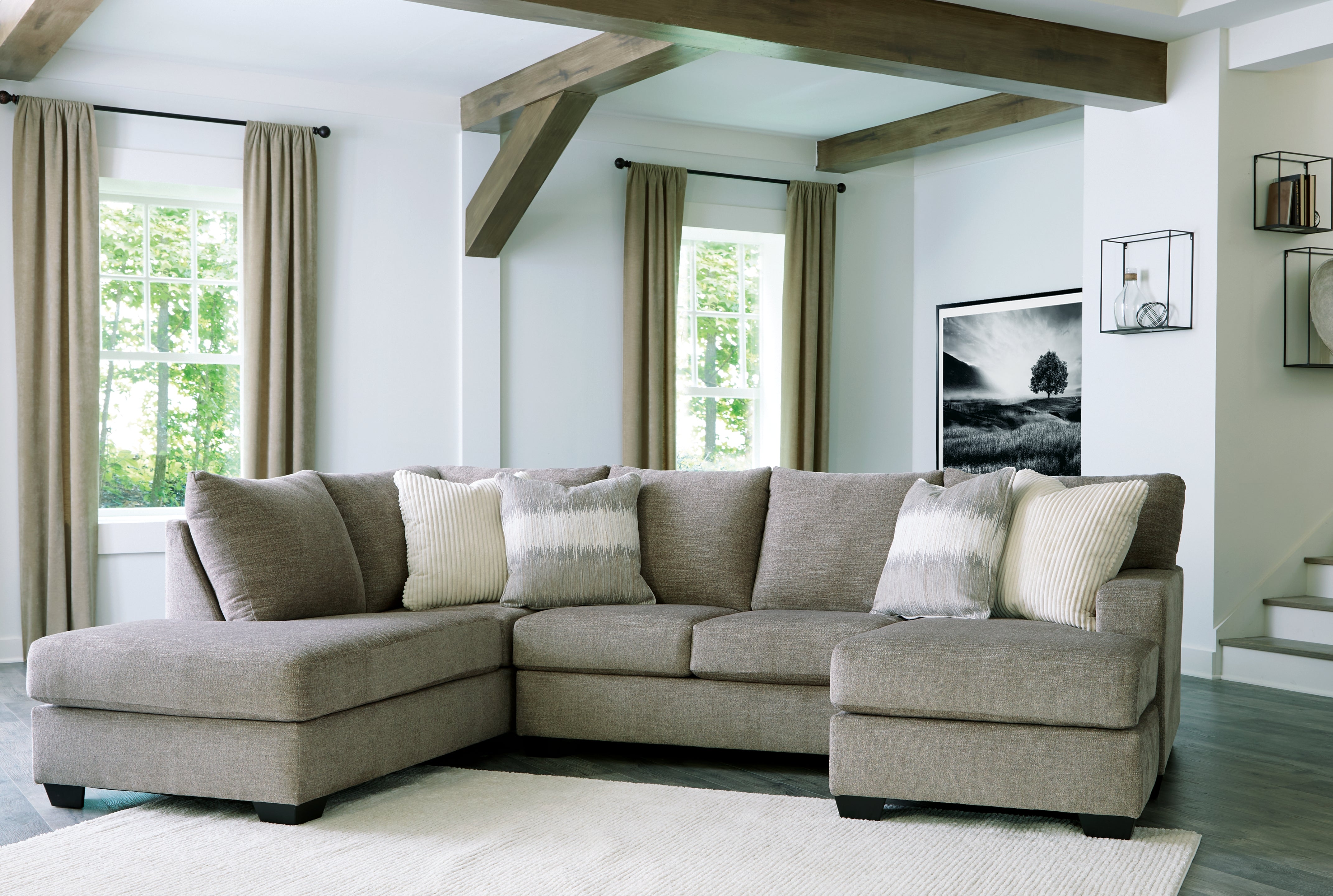 Tampa Furniture Outlet Lutz - Ashley Furniture - Creswell Sectional - RAF 2-Piece Sectional with Chaise / Stone - 15305S2