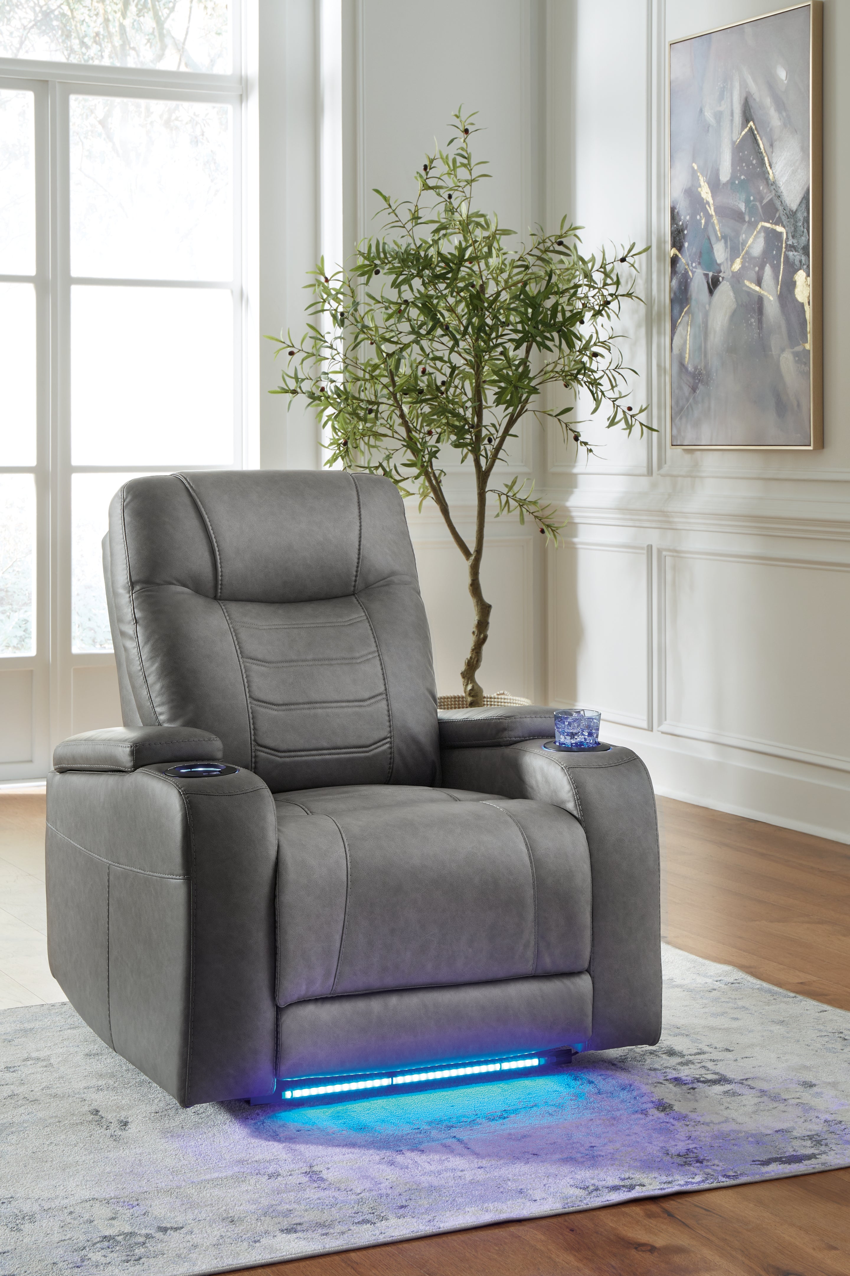 Tampa Furniture Outlet Lutz - Ashley Furniture - Schooner Rocks Living Room - PWR Recliner/ADJ Headrest / Slate - 1610213