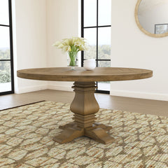 Florence Round 60-inch Wood Dining Table Rustic Honey
