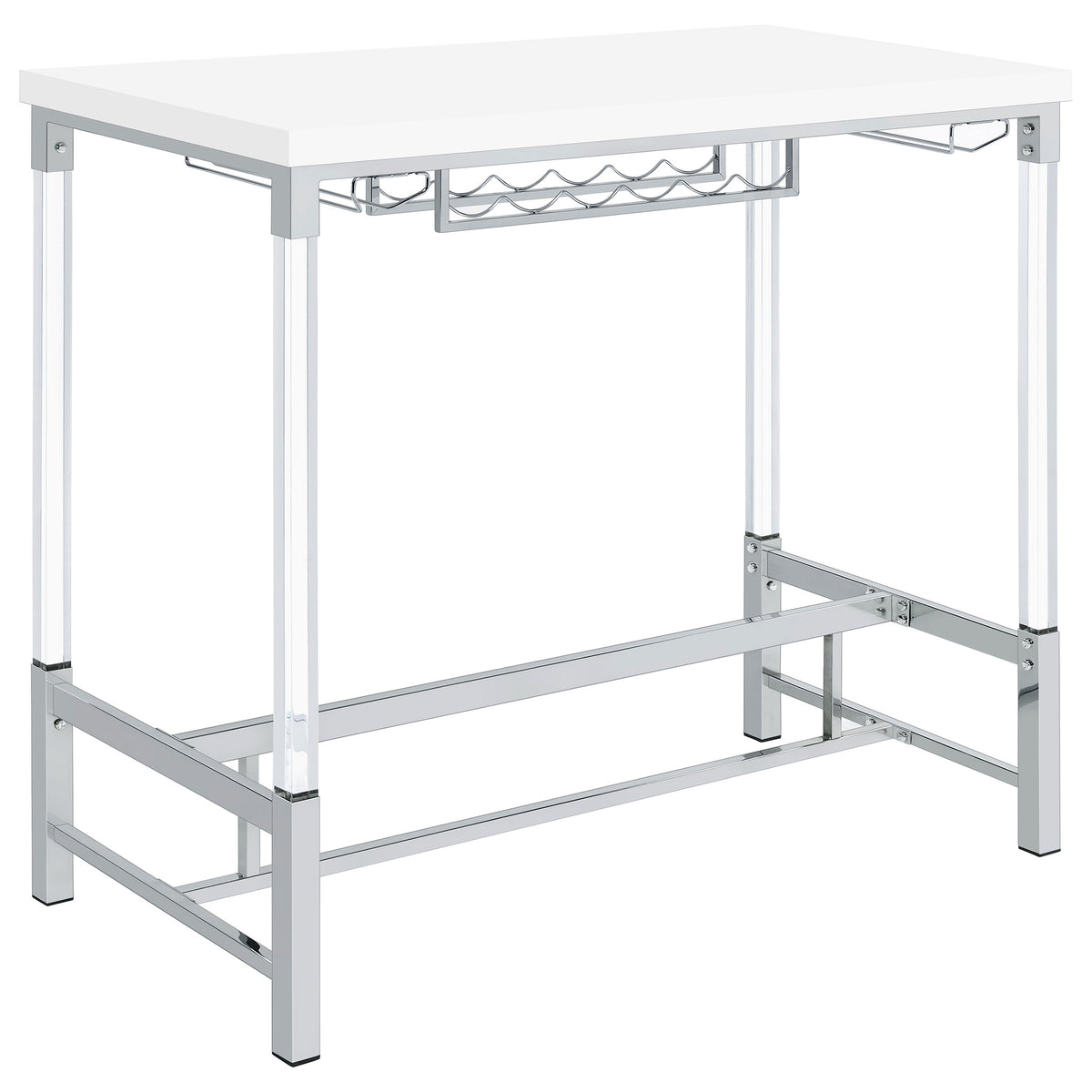 Tampa Furniture Outlet - Coaster - Norcrest 47-inch Acrylic Leg Bar Table White High Gloss - 182101