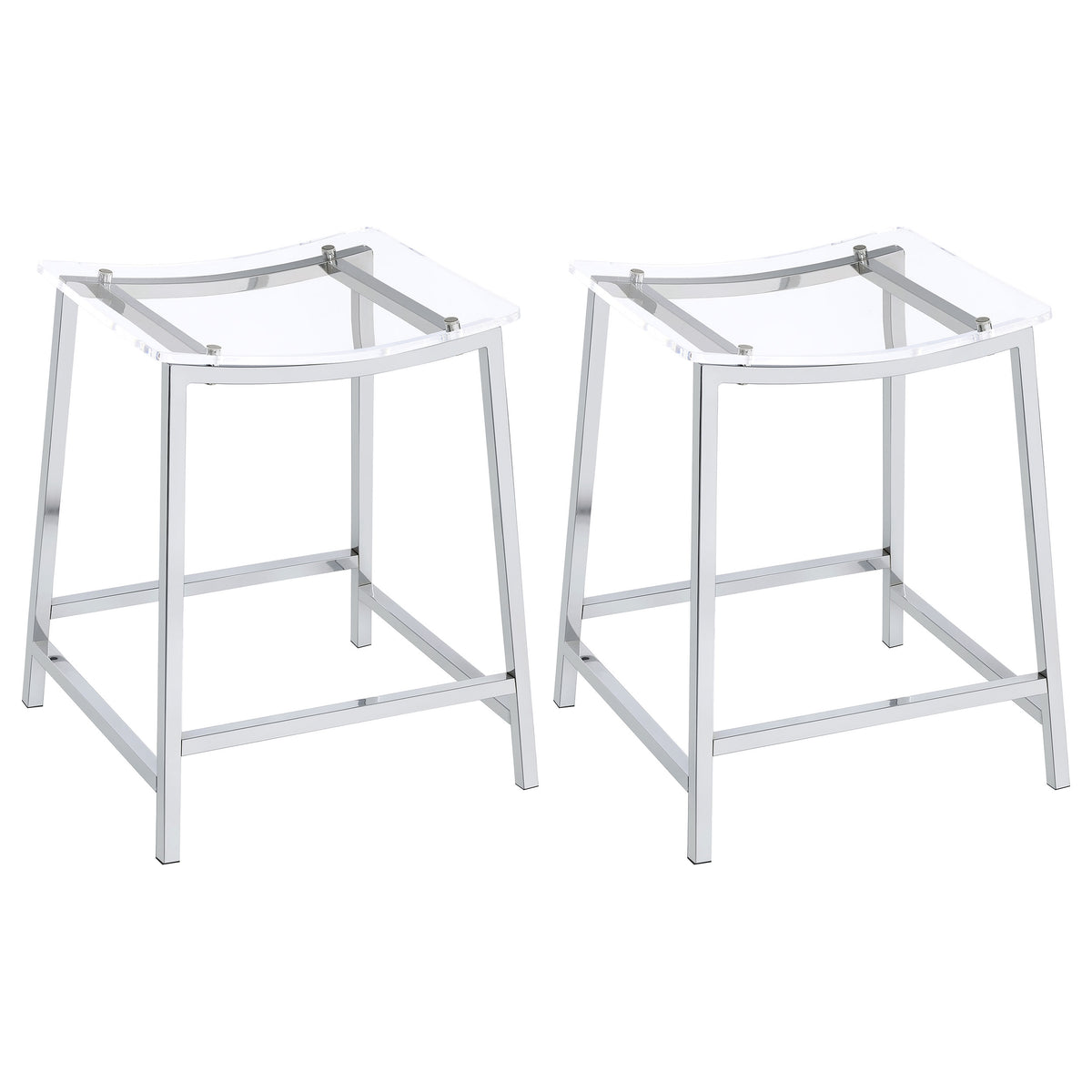 Tampa Furniture Outlet - Coaster - Jovani Acrylic Backless Counter Stool Chrome (Set of 2) - 182358
