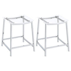 Tampa Furniture Outlet - Coaster - Jovani Acrylic Backless Counter Stool Chrome (Set of 2) - 182358