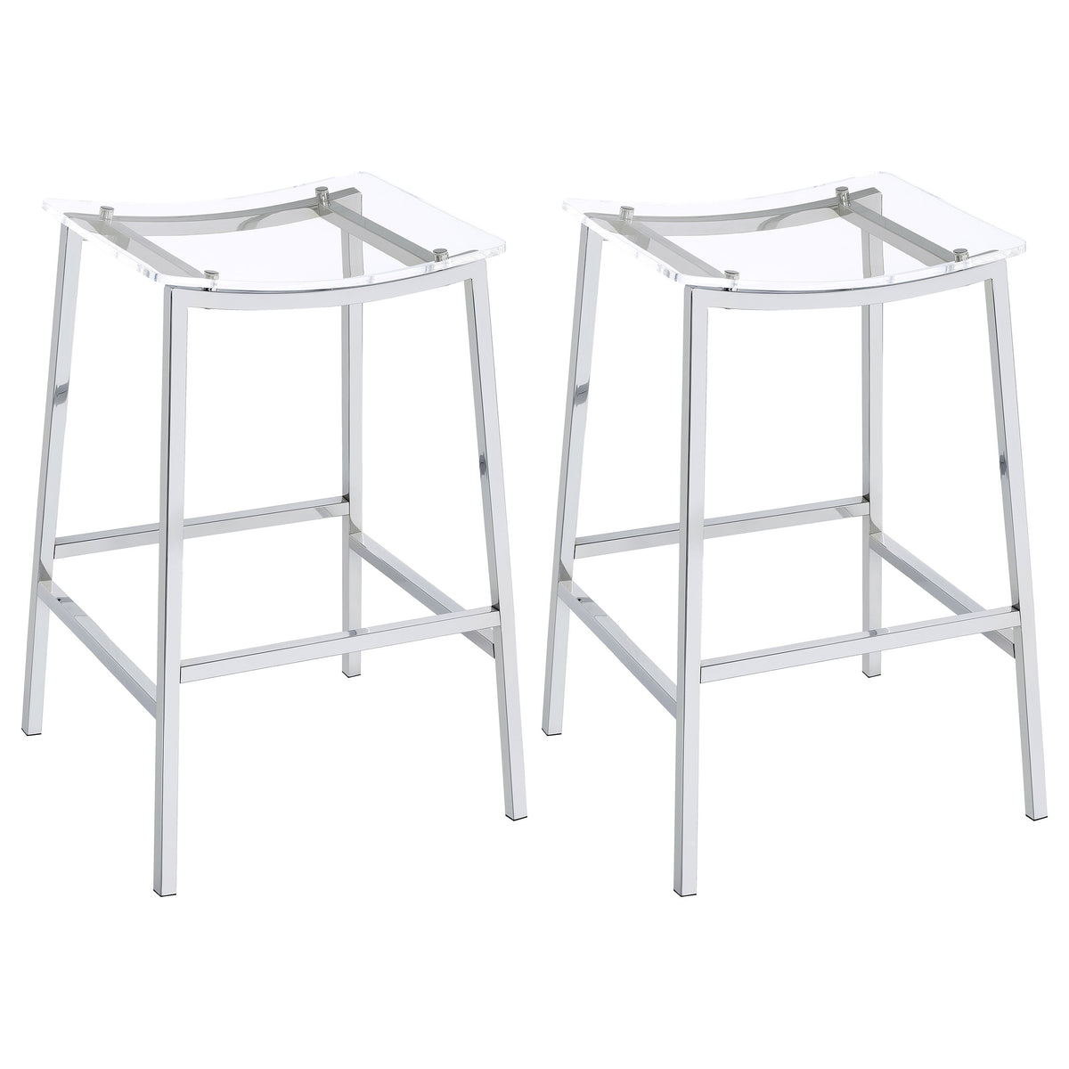 Tampa Furniture Outlet - Coaster - Jovani Acrylic Backless Bar Stool Chrome (Set of 2) - 182359