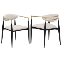 Tampa Furniture Outlet - Coaster - Bradbury Fabric Upholstered Dining Arm Chair Beige (Set of 2) - 182692